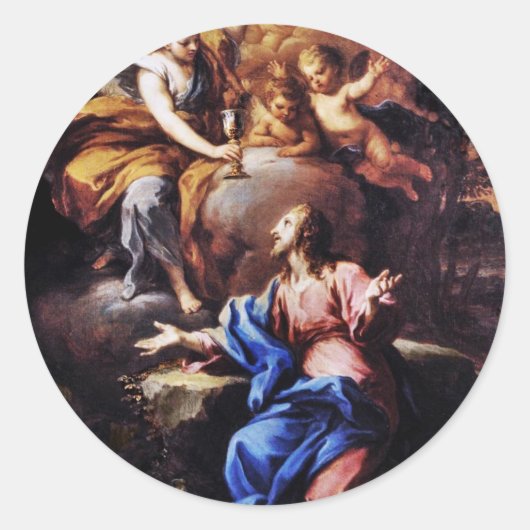 Angels met Jezus in de tuin Ronde Sticker (Voorkant)