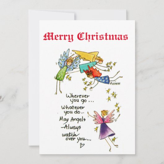 Angels met jou bij kerstWaterverf Art Kaart (Voorkant)