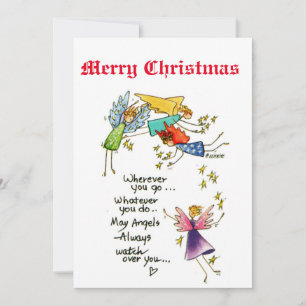 Angels met jou bij kerstWaterverf Art Kaart