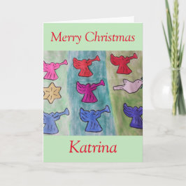 Angels met kerst met trompetten kaart