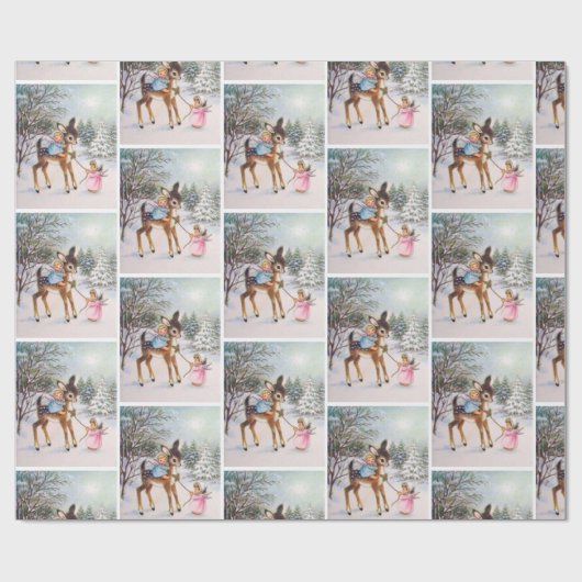  Angels met kerstBaby Deer Cadeaupapier (Vlak)