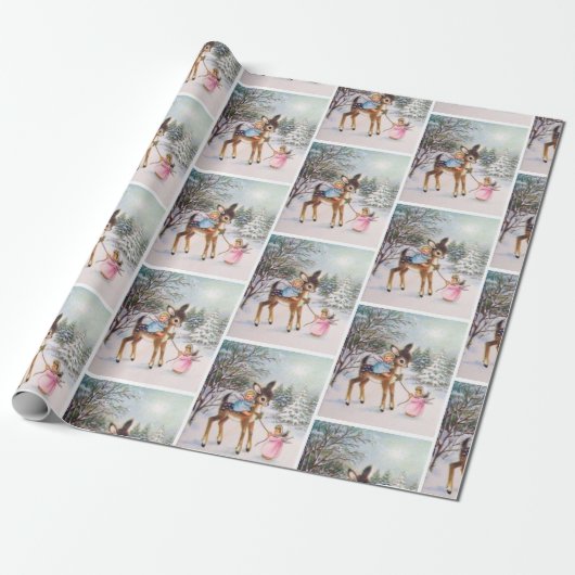 Angels met kerstBaby Deer Cadeaupapier (Uitgerold)