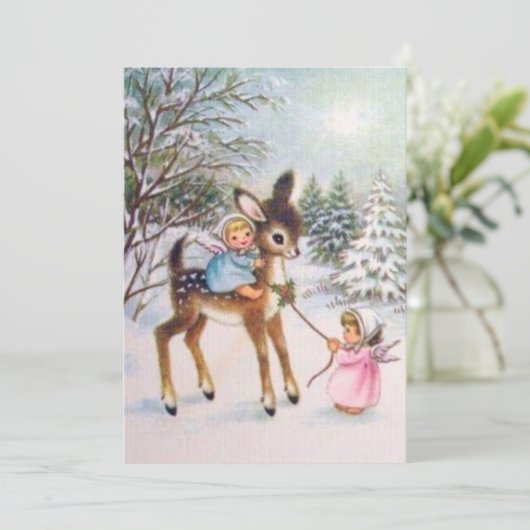  Angels met kerstBaby Feestdagenkaart (Staand voorkant)