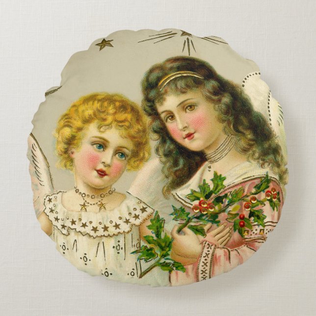 Angels met kerstmis rond kussen (Voorkant)