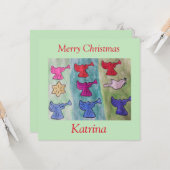 Angels met Trumpets-kerstkaart Kaart (Voorkant / Achterkant in situ)