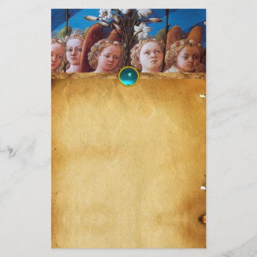 ANGELS MET WITTE LILEN Parchment Blue Sapphire Briefpapier (Voorkant)