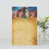 ANGELS MET WITTE LILEN Parchment Blue Sapphire Briefpapier (Staand voorkant)