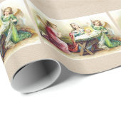  Angels omringend Baby Jezus en Mary Cadeaupapier (Rol Hoek)