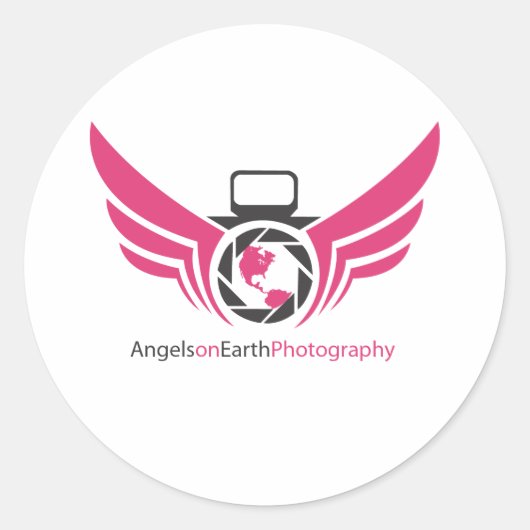 Angels op aarde fotografie logo Pink.pdf Ronde Sticker (Voorkant)