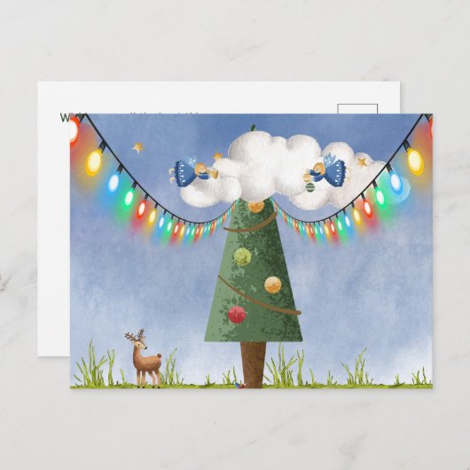 Angels op  tekst met hoge gedecorbeerde structuur feestdagenkaart (Voorkant / Achterkant)