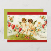  Angels op Wire of Hearts Valentijn Briefkaart (Voorkant / Achterkant)