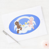Angels op wolk ovale sticker (Envelop)