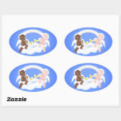Angels op wolk ovale sticker (Vel)