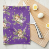  Angels paarse patroon Theedoek (Quarter Fold)