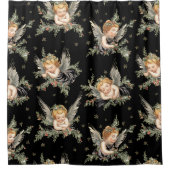 Angels Pattern Black Douchegordijn (Voorkant)