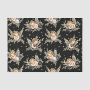 Angels Pattern Black Tissuepapier