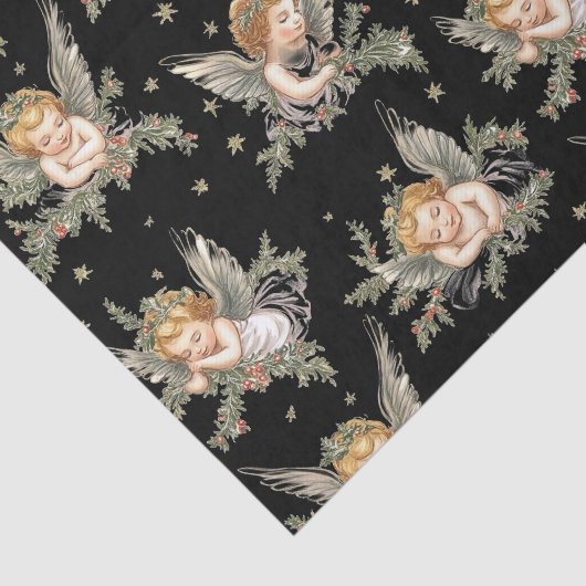  Angels Pattern Black Tissuepapier (Detail)