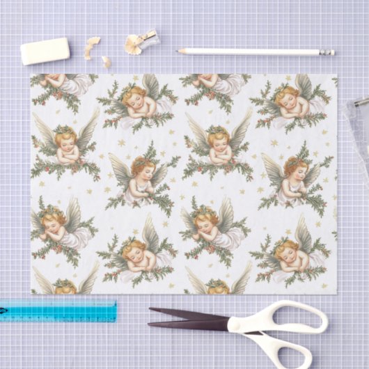 Angels Pattern White Tissuepapier (Craft)