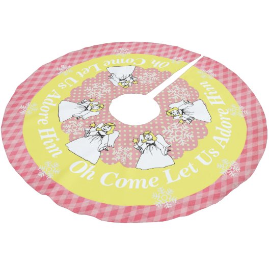 Angels Pink Yellow laat ons hem bijstaan Kerstboom Rok (Gekanteld)