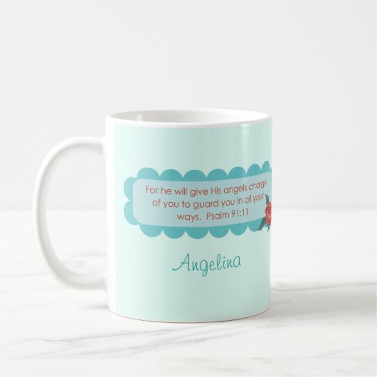Angels Quote Psalm 91:11 Monogram Tea Koffiemok (Links)
