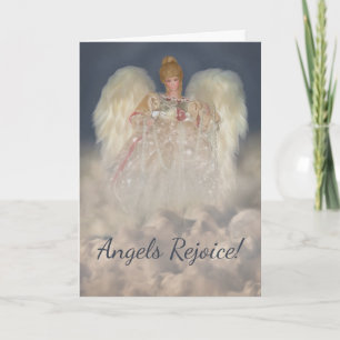 Angels Rejoice Traditional Blue Holiday Kaart