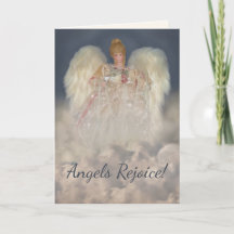 Angels Rejoice Traditional Blue Holiday Kaart