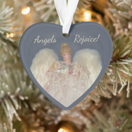 Angels Rejoice Traditional Blue Holiday Ornament