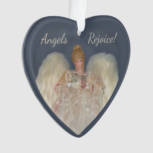 Angels Rejoice Traditional Blue Holiday Ornament (voorkant)