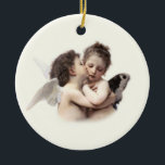 Angels Romantic First Kiss Couple Keramisch Ornament<br><div class="desc">Herdenking je verloving, trouwdatum of datum die je je eerst voor elkaar hebt uitgesproken met een keepasevol ornament. Met angelische romantische onschuld heeft dit geïnspireerde ornament een handgekleurde aanpassing van de alom geliefde 1890 William Bouguereau Painting "L'Amour et Psyché, enfants (vertaald: Cupid and Psyche as Children, 1890), die vaker "The...</div>