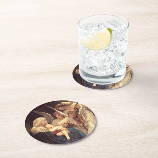 Angels Serenade Mary en Jesus Ronde Kartonnen Onderzetter (Insitu)