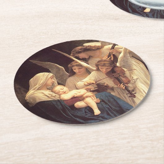 Angels Serenade Mary en Jesus Ronde Kartonnen Onderzetter (Gebogen)