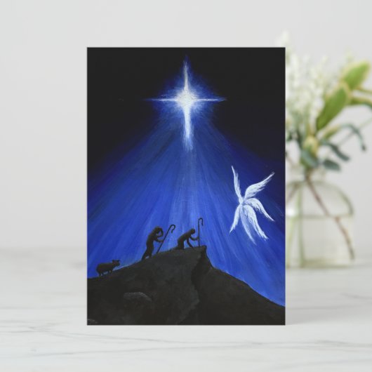 Angels & Shepherds Kerst Kaart (blanco bericht) (Staand voorkant)