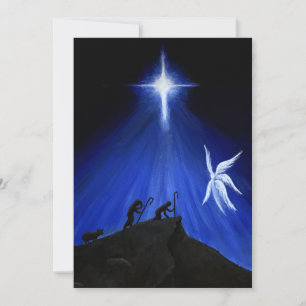 Angels & Shepherds Kerst Kaart (blanco bericht)