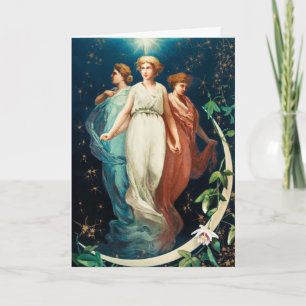 Angels, sterren, vrouwen, de moonkerreligie feestdagen kaart