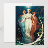 Angels, sterren, vrouwen, de moonkerreligie feestdagenkaart (Voorkant / Achterkant)