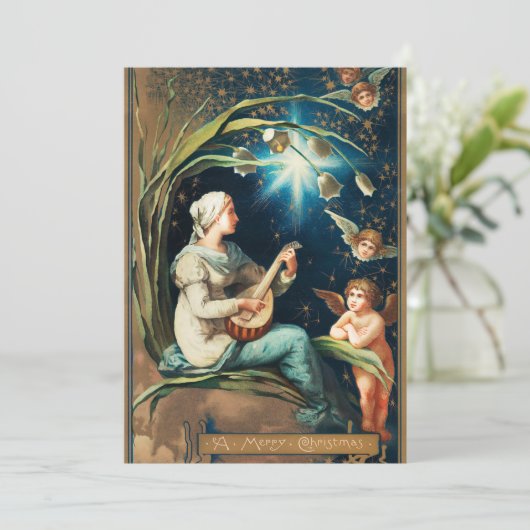 Angels, sterren, vrouwen, de moonkerreligie feestdagenkaart (Staand voorkant)