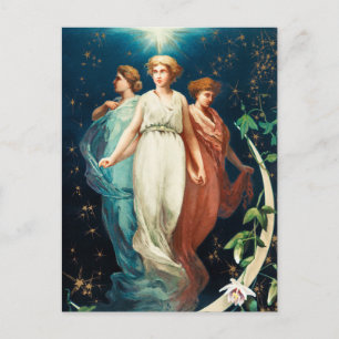 Angels, sterren, vrouwen, de moonkerreligie feestdagenkaart