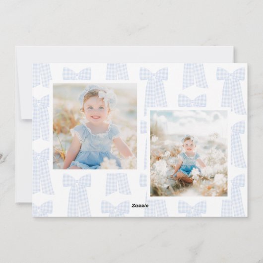 Angels Trompet Preppy Gingham Bows Feestdagenkaart (Achterkant)