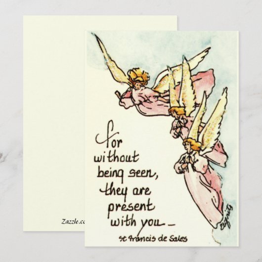 Angels van Clouds met Gezegde van Comfort voor u Feestdagenkaart (Voorkant / Achterkant)