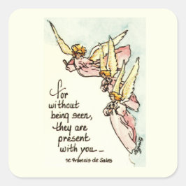 Angels van Clouds met Gezegde van Comfort voor u Vierkante Sticker