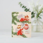 Angels versieren het Briefkaart van de kerstboom (Staand voorkant)
