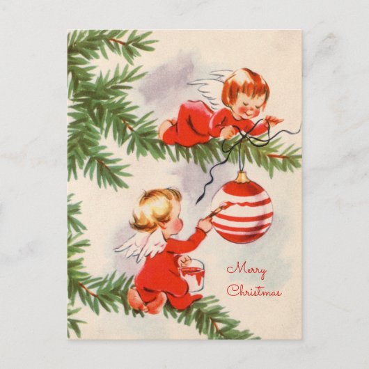 Angels versieren het Briefkaart van de kerstboom (Voorkant)