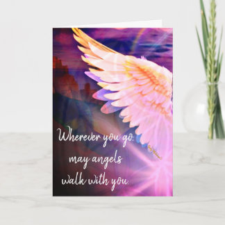 Angels Walk With You Guardian Angel Pink Wing Kaart