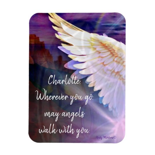 Angels Walk With You Guardian Angel Wing Name Magneet (Verticaal)
