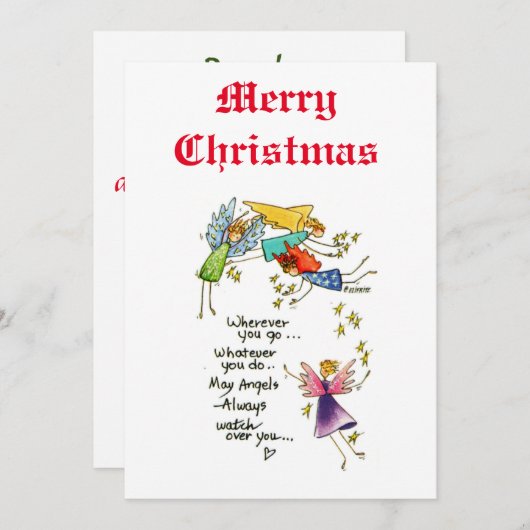 Angels Watch Over je kleurrijke Waterverf Schets H Feestdagenkaart (Voorkant / Achterkant)