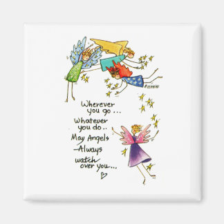 Angels Watch Over jou Colorful Waterverf Sketch Magneet