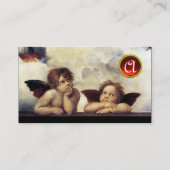 ANGELS Winged Cherub Monogra, Paechment, Red Ruby Visitekaartje (Achterkant)