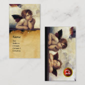 ANGELS Winged Cherub Monogra, Paechment, Red Ruby Visitekaartje (Voorkant / Achterkant)