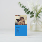 ANGELS Winged Cherub Monogram Blue Sapphire Silver Visitekaartje (Staand voorkant)