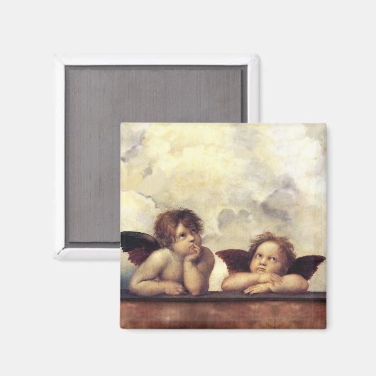 ANGELS / Winged Cherub Raffaello Sanzio Magnet (Voorkant / Achterkant)